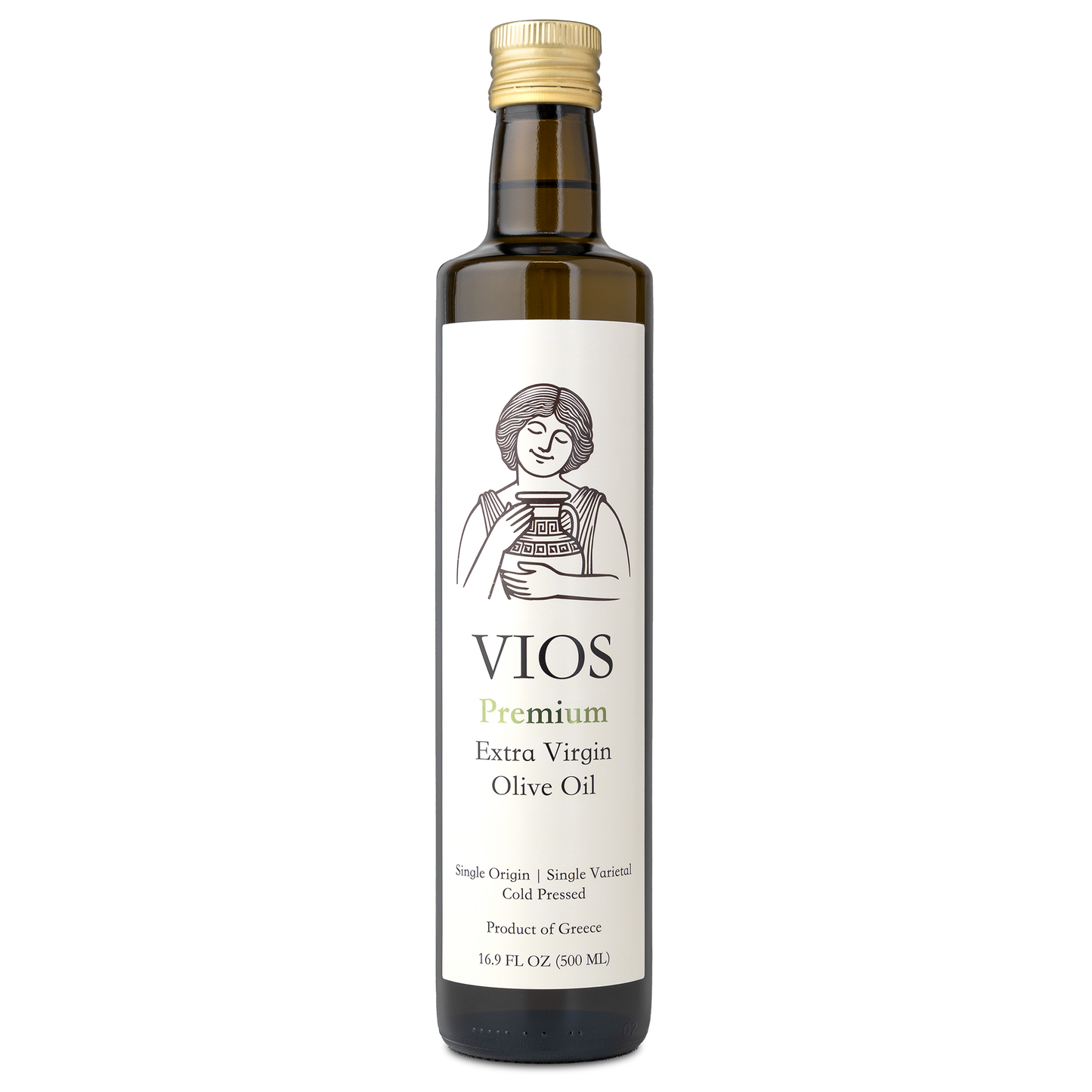 Bottle of VIOS Premium Extra Virgin Olive Oil on a transparent background