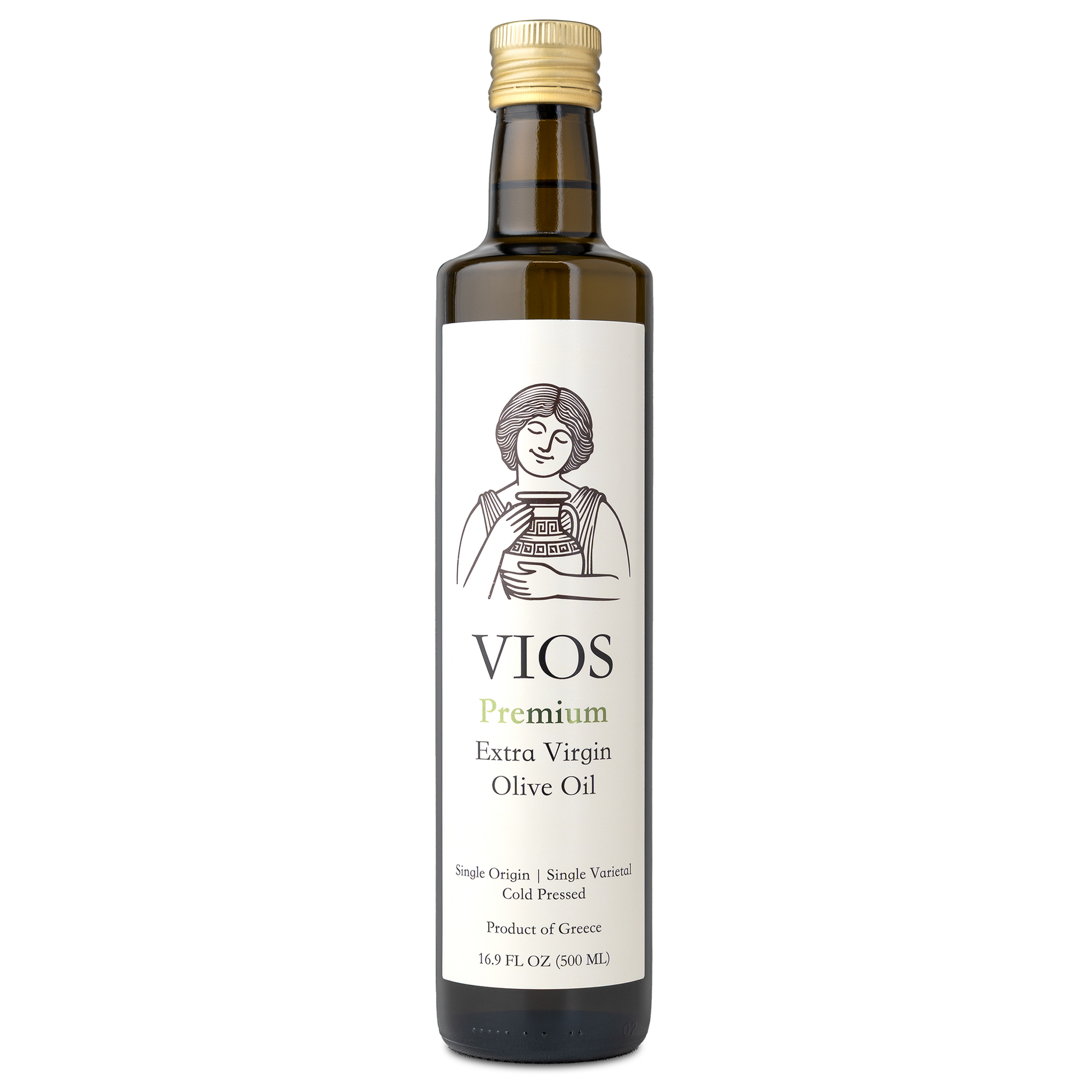 Bottle of VIOS Premium Extra Virgin Olive Oil on a transparent background